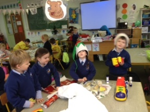 We worked very hard wrapping presents to put in Santa's sleigh!